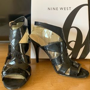 Black patent leather high heel